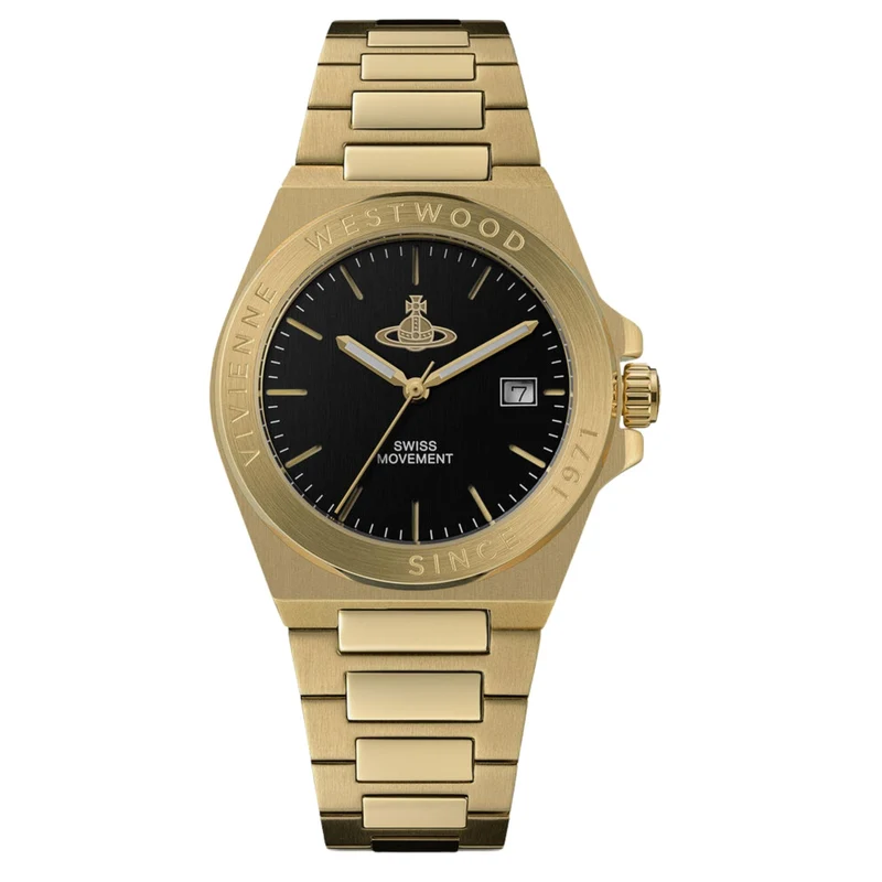 Vivienne Westwood Hanwell 37mm Black Dial Steel Quartz Watch VV335BKGD
