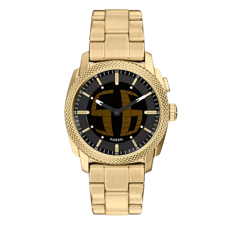 Fossil Machine 41mm Black Dial Steel Mens Digi-Analogue Watch FS6157