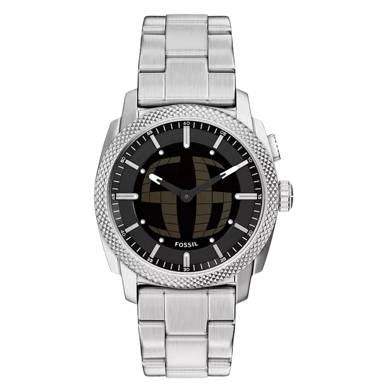 Fossil Machine 41mm Black Dial Steel Digi-Analogue Watch FS6155