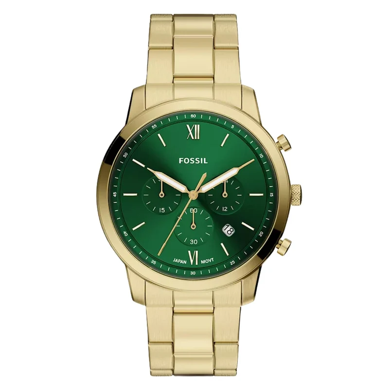 Fossil Neutra 44mm Chronograph Green Dial Steel Mens Quartz Watch FS6164