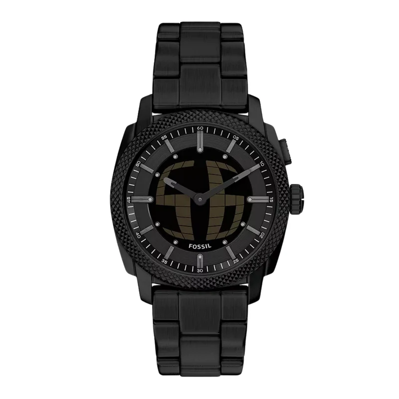 Fossil Machine 41mm Black Dial Steel Mens Digi-Analogue Watch FS6156