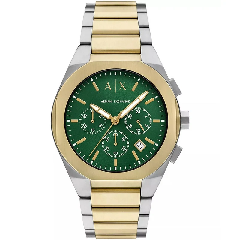 Armani Exchange Sync 42mm Chronograph Green Dial Steel Mens Quartz Watch AX4184