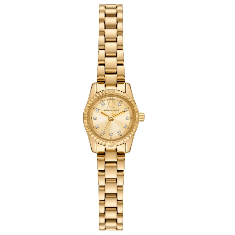 Michael Kors Lexinfton 19mm Gold Dial Steel Ladies Quartz Watch MK4862
