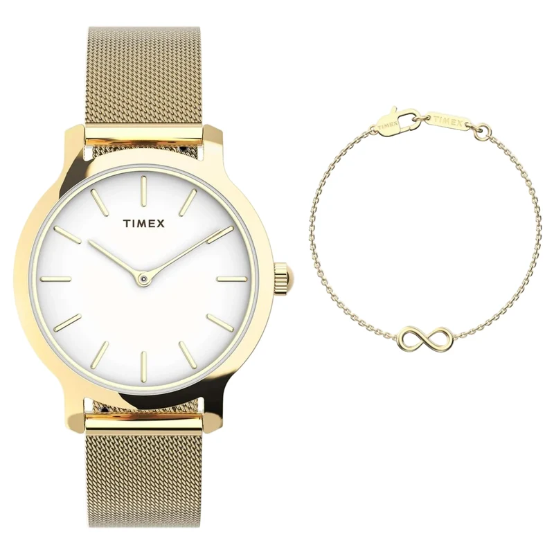 Timex Trend 31mm White Dial Steel Ladies Quartz Watch TWG067000