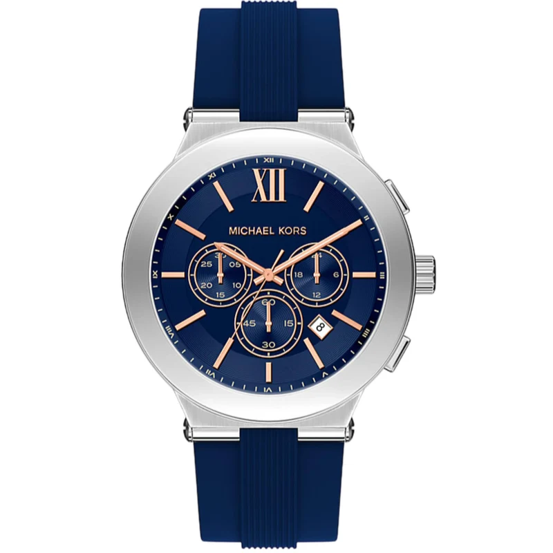 Michael Kors Billie 45mm Chronograph Blue Dial Silicone Mens Quartz Watch MK9254
