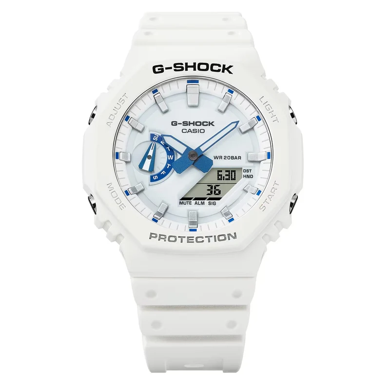 Casio G-Shock 2100 Series White Digi-Analogue Resin Strap Watch GA-2100HDS-7AER
