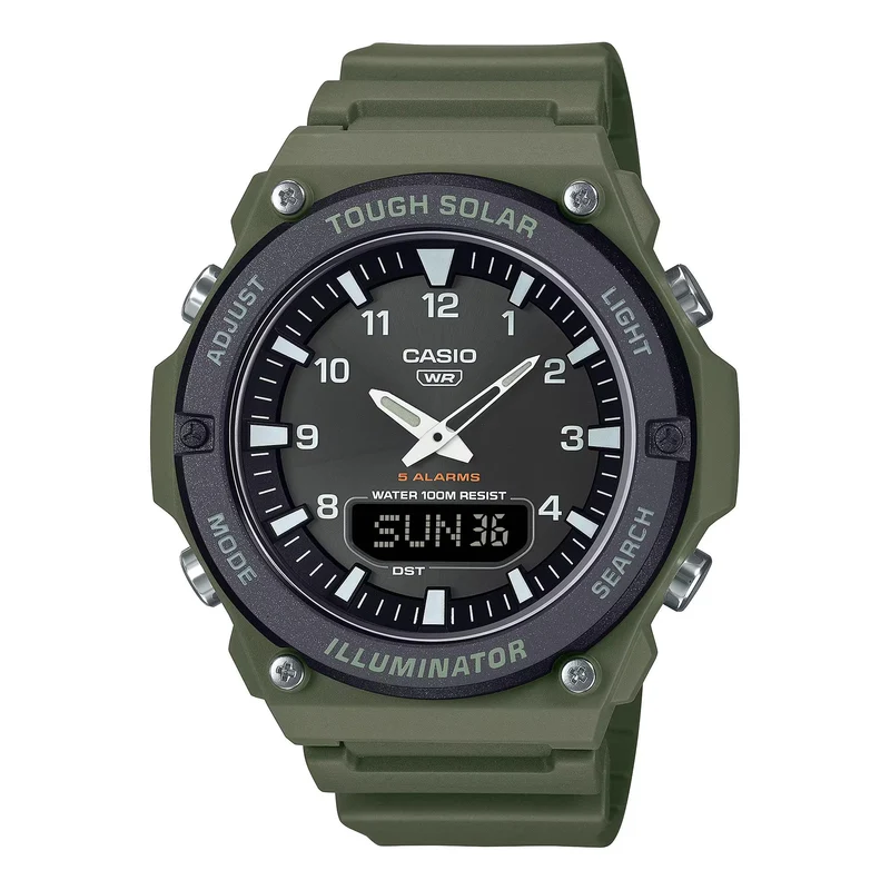 Casio Tough Solar Power Green Digi-Analogue Resin Strap Men's Watch AQ-S820W-3BVEF