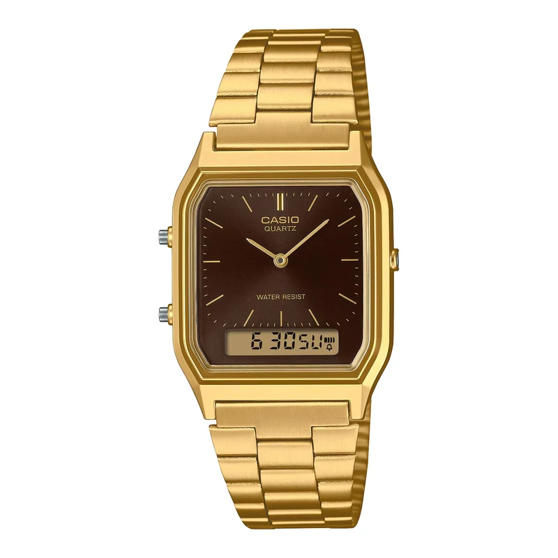 Casio Vintage Brown Digi-Analogue Steel Strap Women's Watch AQ-230GA-5AMQYES