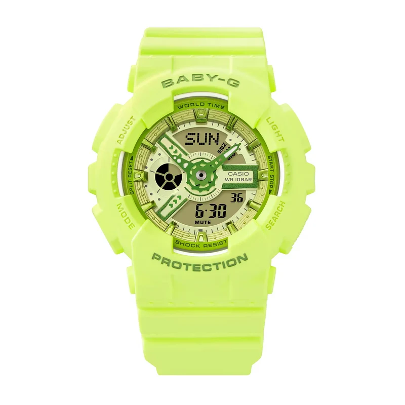 Casio Baby-G Green Digi-Analogue Resin Strap Women's Watch BA-110YK-3AER