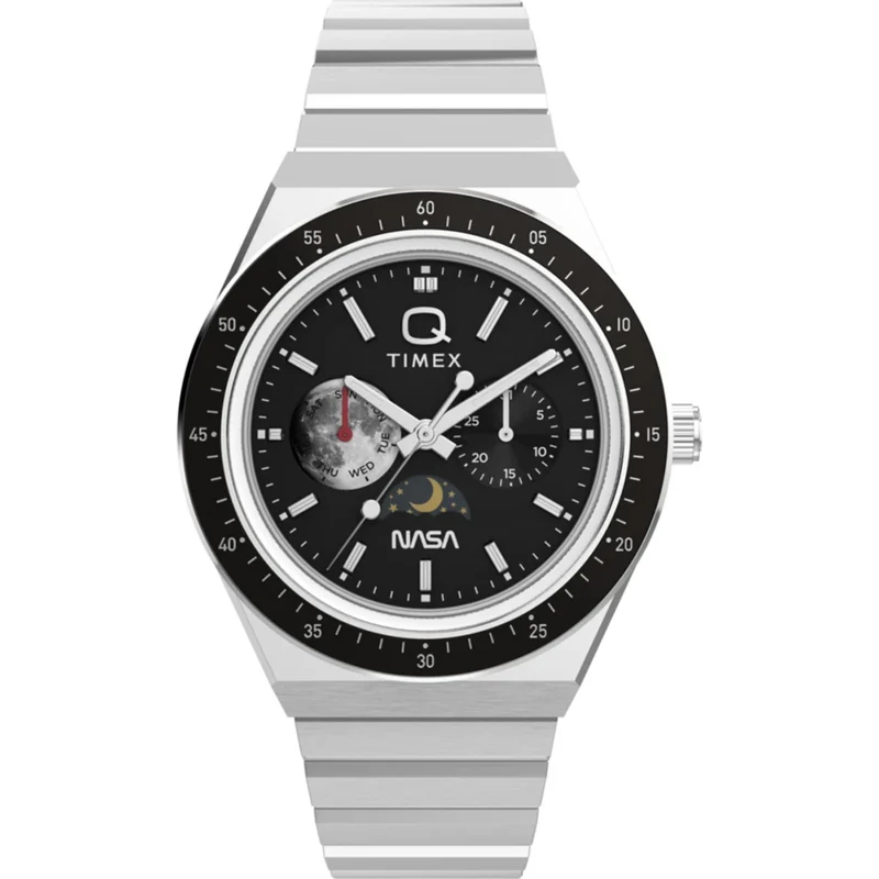 Timex Q 40mm Black Dial Steel Mens Quartz Watch TW2Y56700