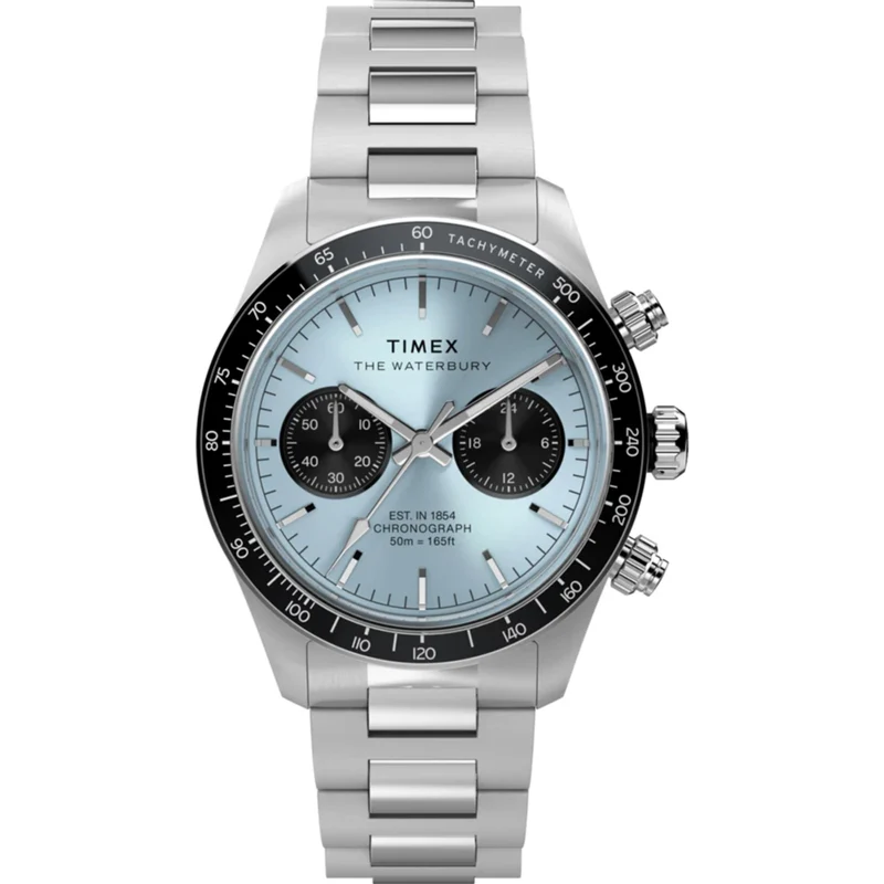 Timex Waterbury 39mm Chronograph Blue Dial Steel Mens Quartz Watch TW2Y70500