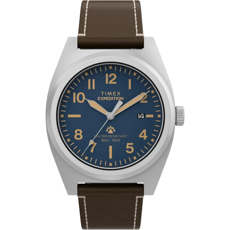 Timex Expedition 39mm Blue Dial Leather Mens Quartz Watch TW2Y30600