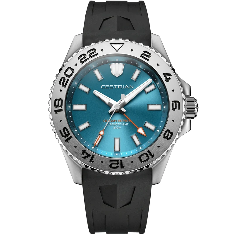 Cestrian Ocean Series Tropical Blue Dial Silicone Strap Automatic GMT Men's Watch CO-TBS002