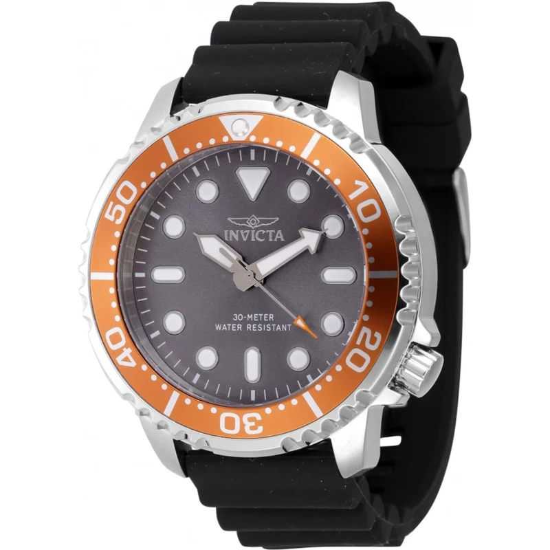 Invicta Pro Diver Quartz Grey Dial Silicone Strap Men's Watch 47224
