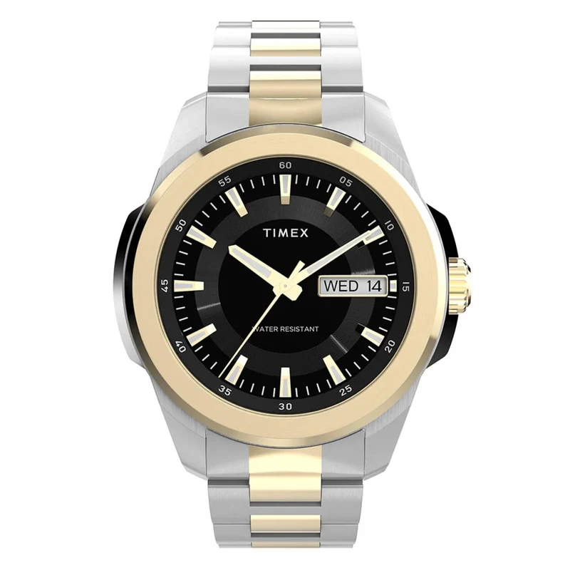 Timex Essex Avenue 45mm Black Dial Steel Mens Quartz Watch TW2Y35300