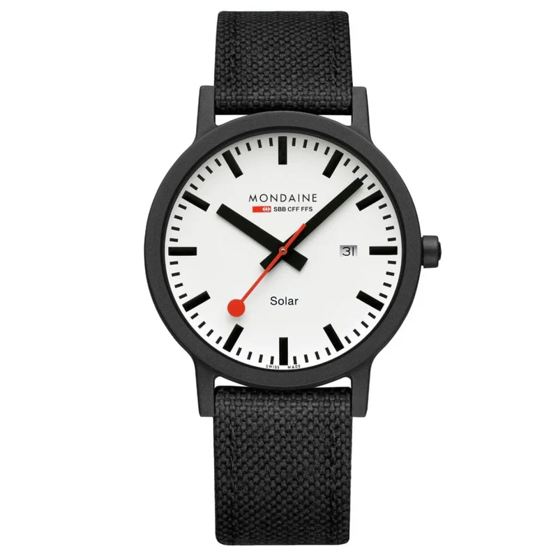 Mondaine Essence 41mm White Dial Nylon Textile Solar Watch MS1.41910.LB