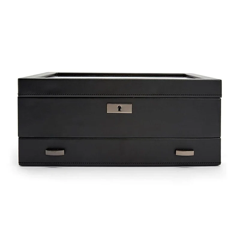 WOLF Axis 10 Piece Powder Coat Watch Box with Drawer 488203