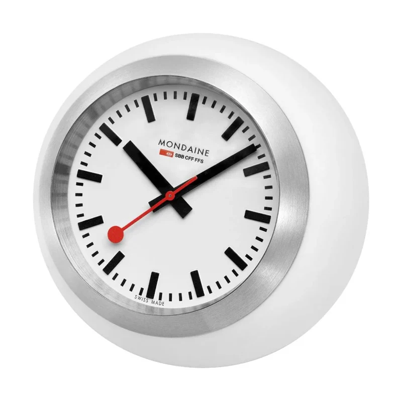 Mondaine 6cm White Face White Case Quartz Table Clock A660.30335.16SBA