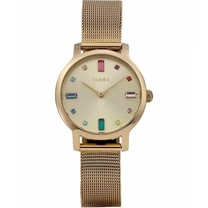 Timex Trend 31mm Gold Dial Steel Ladies Quartz Watch TW2Y26400