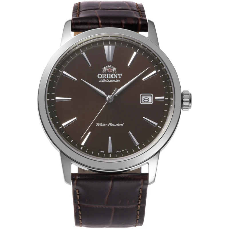 Orient Contemporary 42mm AC0F European Exclusive Brown Dial Leather Mens Automatic Watch RA-AC0F17Y30B