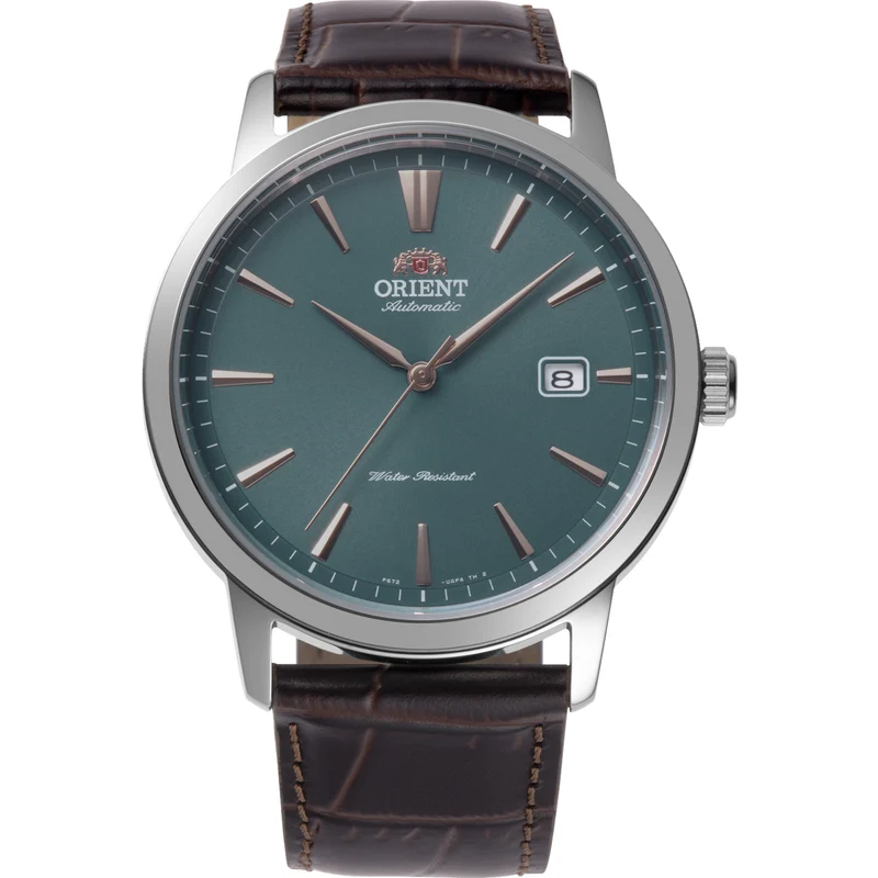 Orient Contemporary 42mm AC0F European Exclusive Green Dial Leather Mens Automatic Watch RA-AC0F13E30B