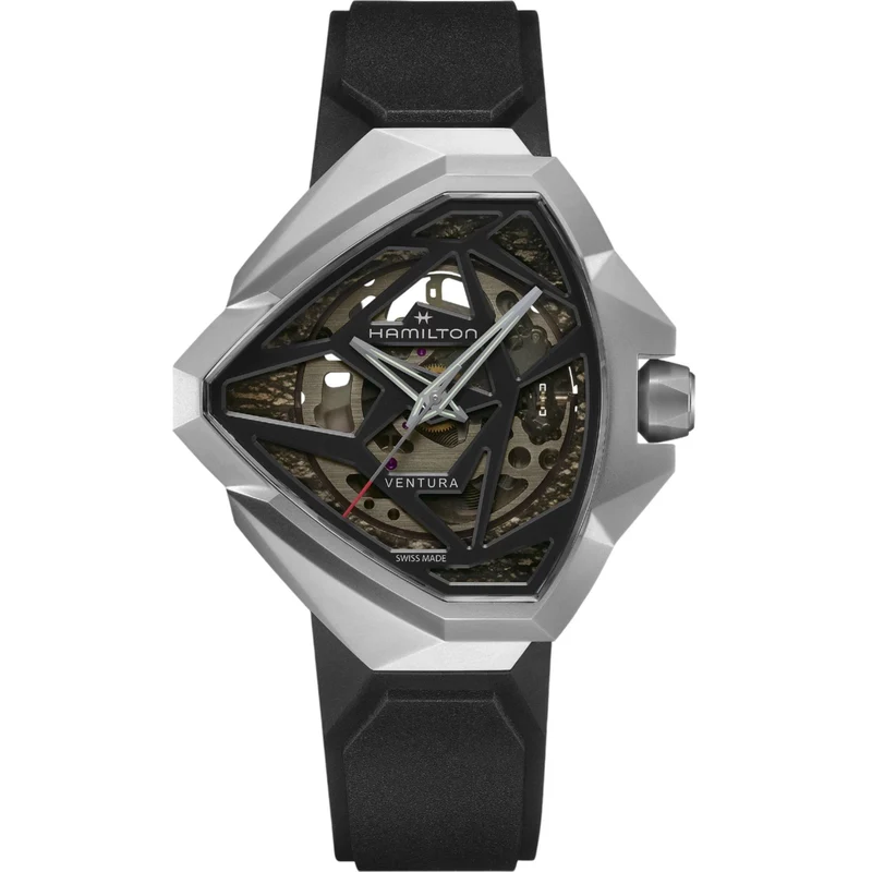 Hamilton Ventura 51mm Skeleton Black Dial Rubber Mens Automatic Watch H24635330