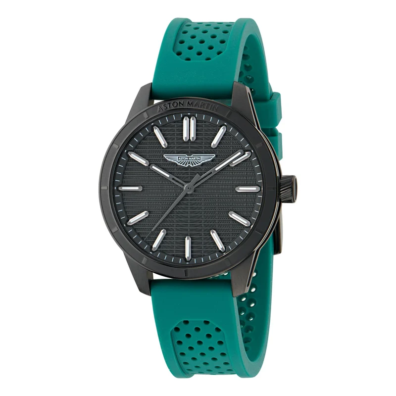 Aston Martin Quartz Black Dial Podium Green Silicone Strap Men's Watch MTIH1F502
