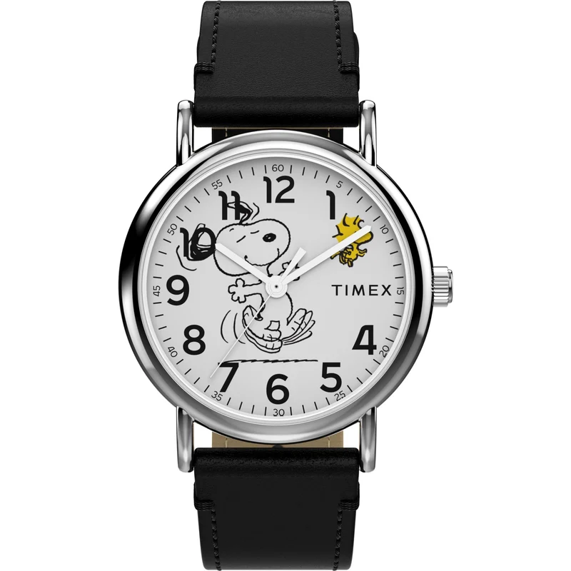Timex Peanuts 38mm White Dial Leather Quartz Watch TW2Y31000