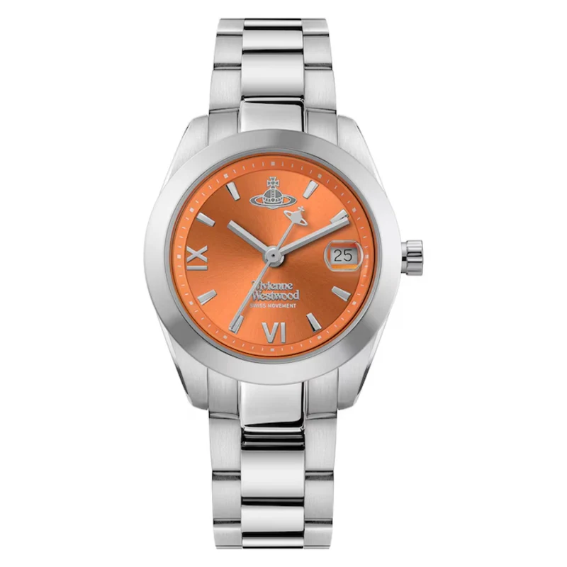 Vivienne Westwood Fenchurch Quartz Orange Dial Steel Strap Women's Watch VV292ORSL