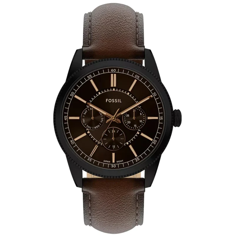 Fossil Pearson 42mm Chronograph Black Dial Leather Mens Quartz Watch FS6138