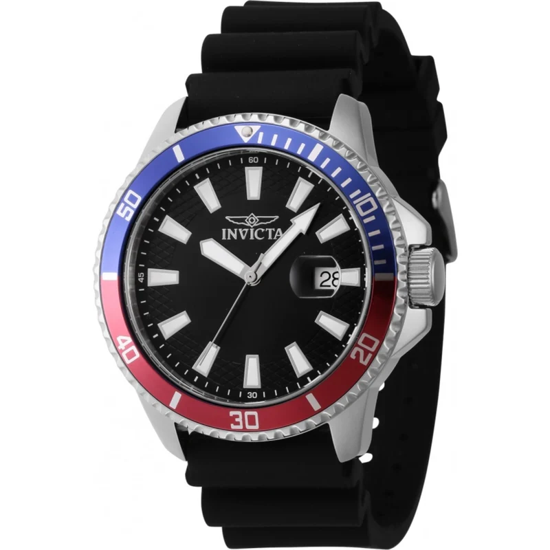 Invicta Pro Diver Quartz Black Dial Silicone Strap Men's Watch 46131