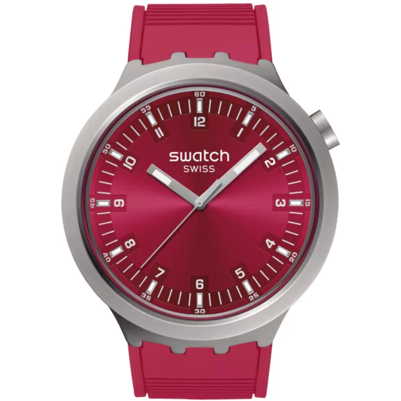 Swatch Big Bold Scarlett Shimmer Quartz Red Dial Steel Watch SB07S104