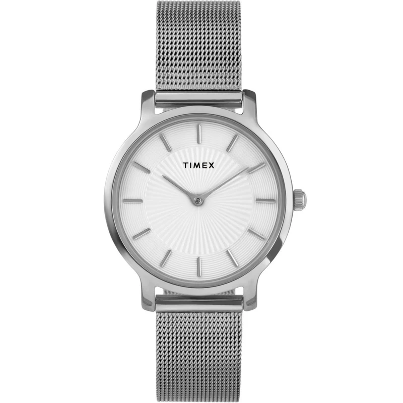 Timex Transcend 34mm Silver Dial Steel Ladies Quartz Watch TW2Y10200