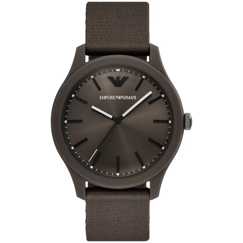 Emporio Armani Gianni T-Bar 45mm Brown Dial Fabric Mens Quartz Watch AR11655