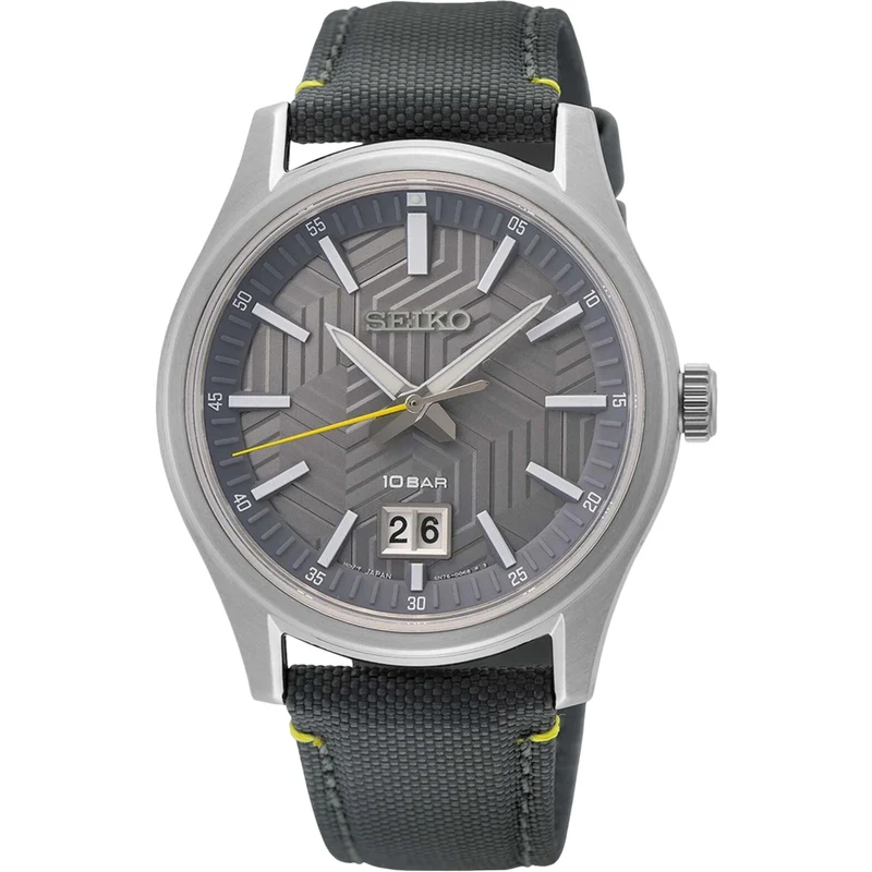 Seiko Essentials 39.5mm Grey Dial Nylon Mens Quartz Watch SUR543P1
