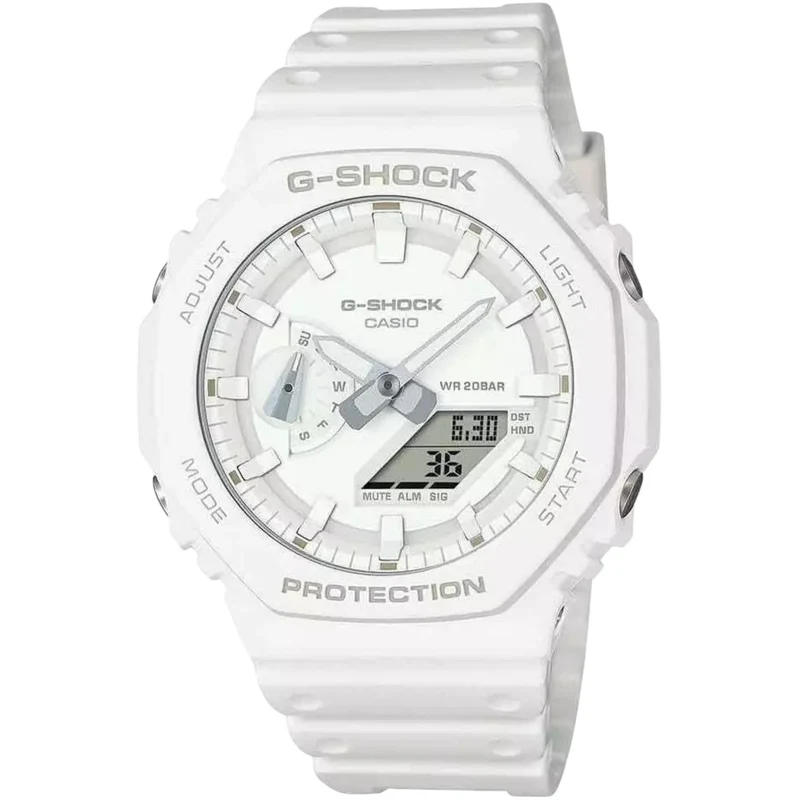 Casio G-Shock 2100 Series Analog-Digital White Dial Resin Strap Watch GA-2100-7A7ER