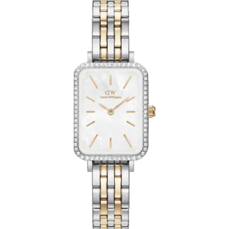 Daniel Wellington Quadro 20mm White Mother of Pearl Dial Steel Ladies Quartz Watch DW00100671