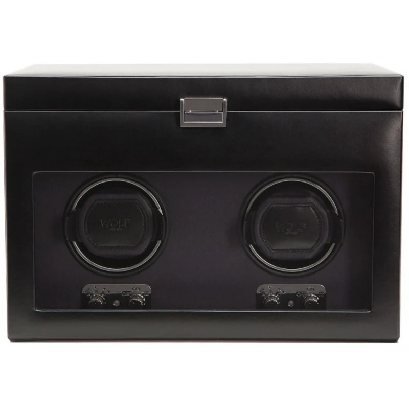 WOLF Heritage Double Winder with Storage Black Leather 270402
