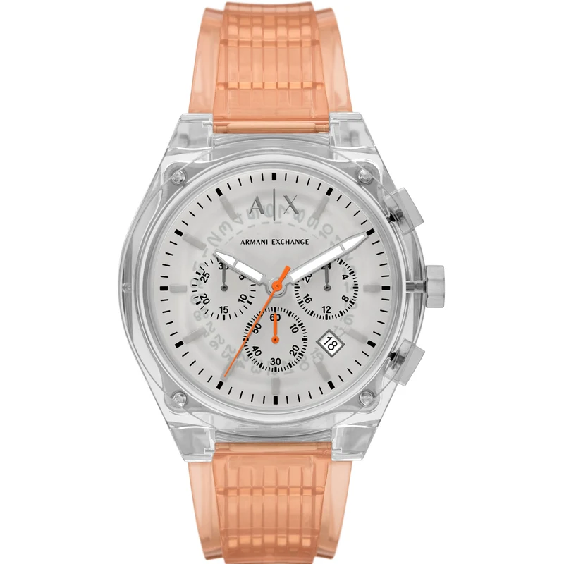 Armani Exchange Rafael 44mm Chronograph Grey Dial Polyurethane Mens Quartz Watch AX4164