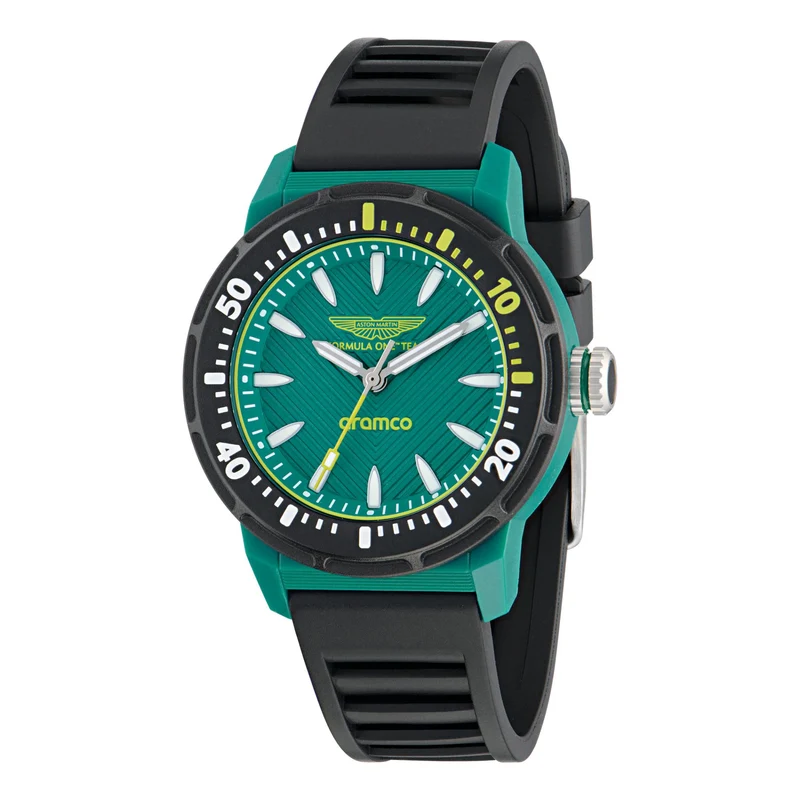 Aston Martin Aramco Formula One Team Quartz Podium Green Dial Silicone Watch MTFK1F502