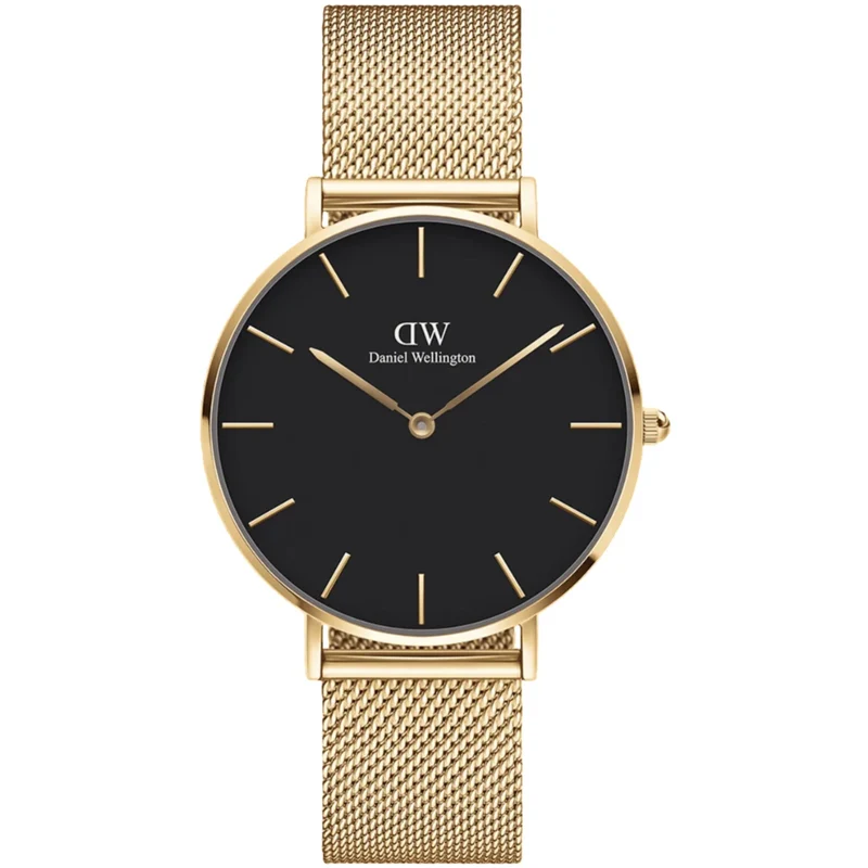 Daniel Wellington Petite 28mm Black Dial Steel Ladies Quartz Watch DW00100349