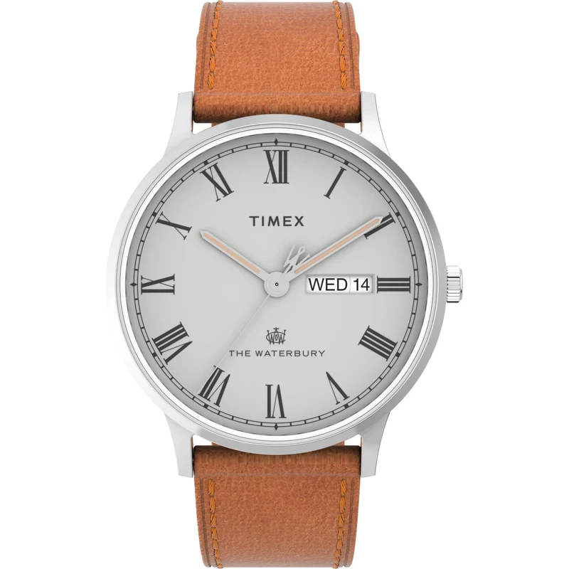 Timex Waterbury 40mm Grey Dial Leather Mens Quartz Watch TW2V73600