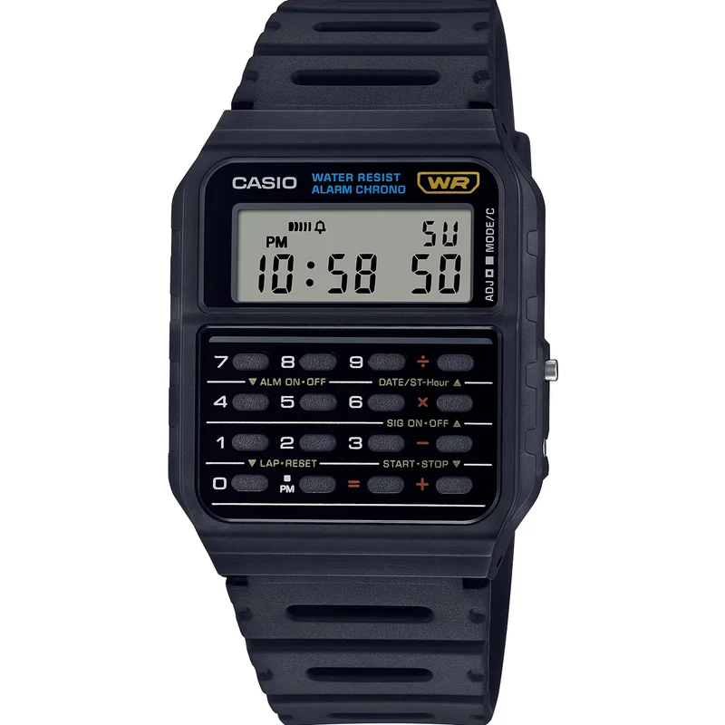 Casio Vintage 34mm Calculator Black Digital Resin Quartz Watch CA-53W-1ER
