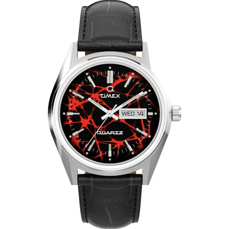 Timex Q Red Vega 38mm Red Dial Leather Mens Quartz Watch TW2Y55700