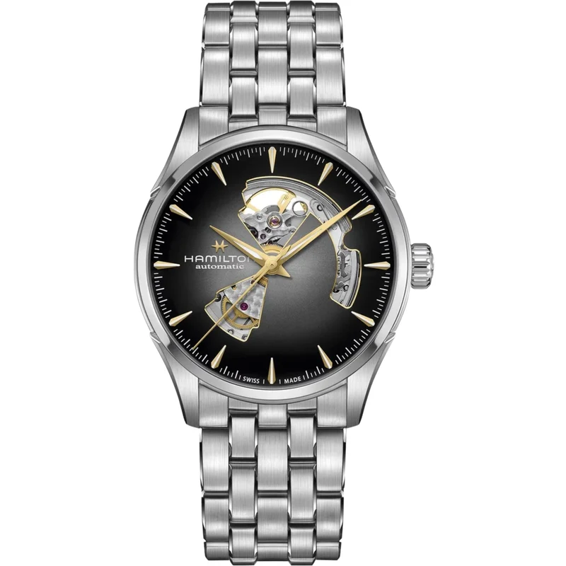 Hamilton Jazzmaster 42mm Open Heart Black Dial Steel Mens Automatic Watch H32705180