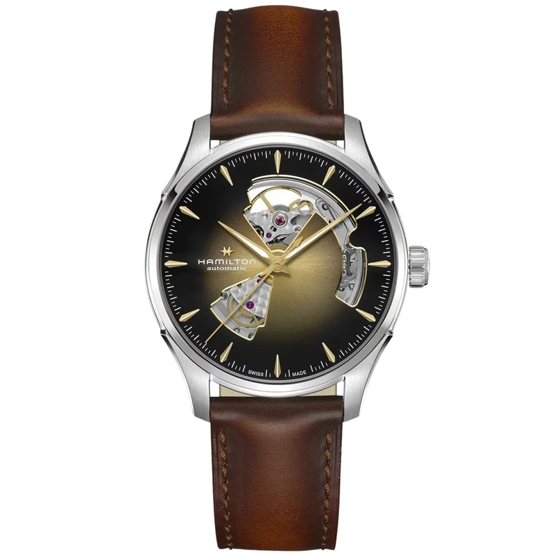 Hamilton Jazzmaster 40mm Open Heart Black Dial Leather Mens Automatic Watch H32675501