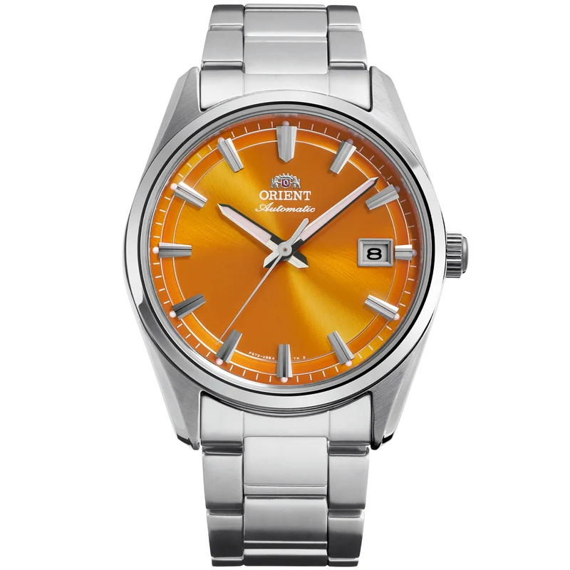 Orient Stretto 38.5mm Date Limited Release Seasonal Orange Dial Steel Automatic Watch RA-AC0R08Y30B