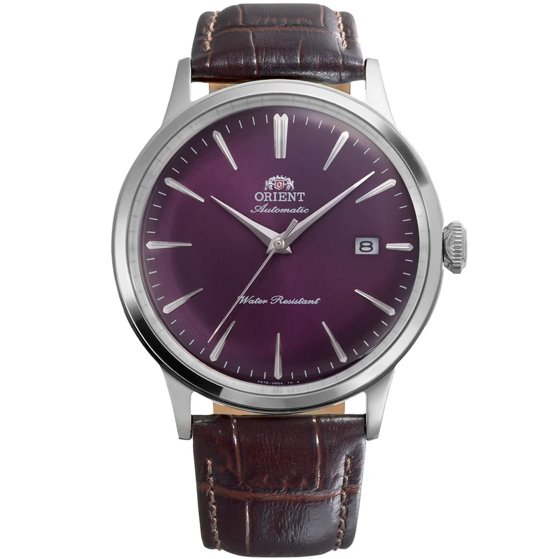 Orient Bambino 40.5mm Purple Dial Leather Mens Automatic Watch RA-AC0032V30B