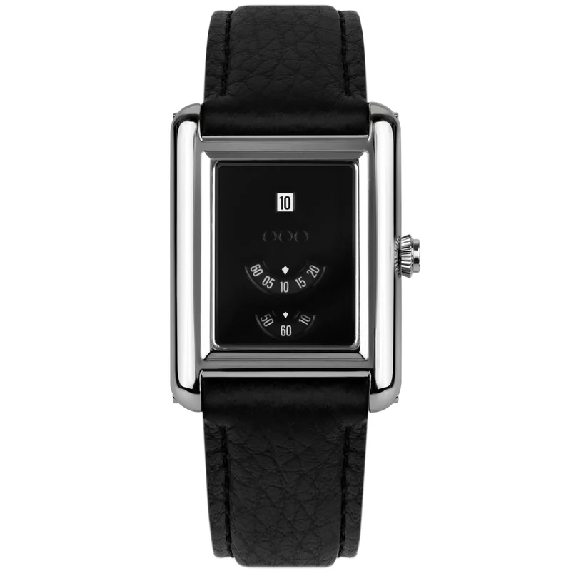 Out Of Order Forma Venti Jump-Hour Automatic Lacquered Black Dial Leather Strap Watch F20BLK.316