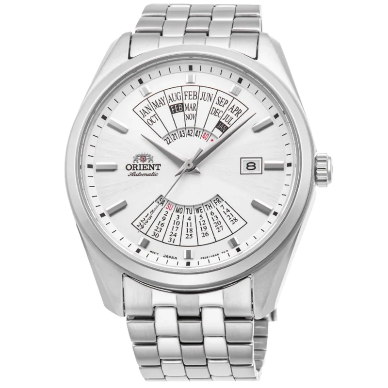 Orient Mult-Year Calendar 43.5mm White Dial Steel Mens Automatic Watch RA-BA0004S30B